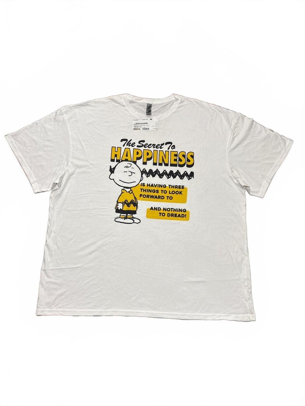 Men's 4XL White Graphic T-Shirt - The Secret to Happiness